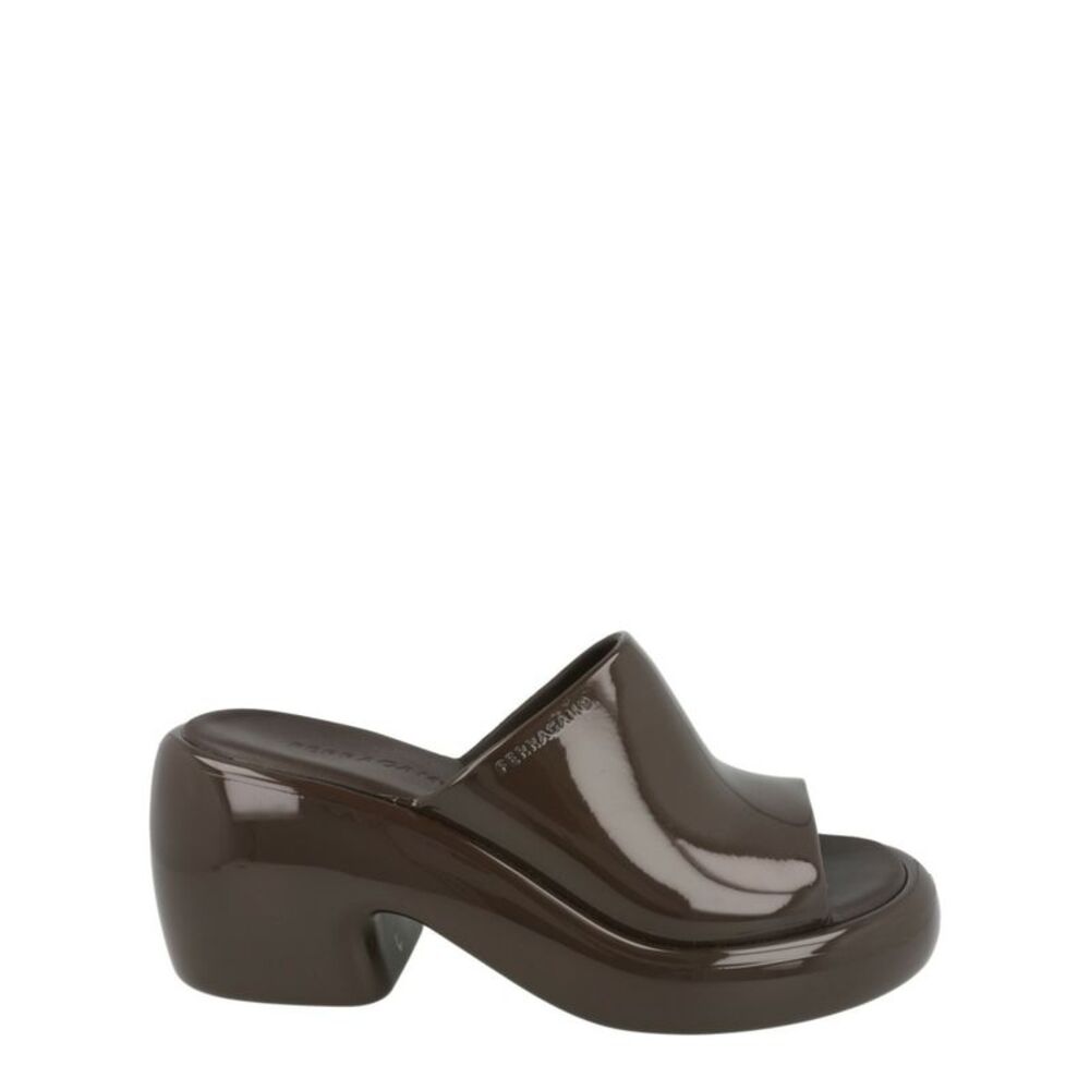 Ferragamo Deva 2 Rubber Platform Sandals Brown Womens
